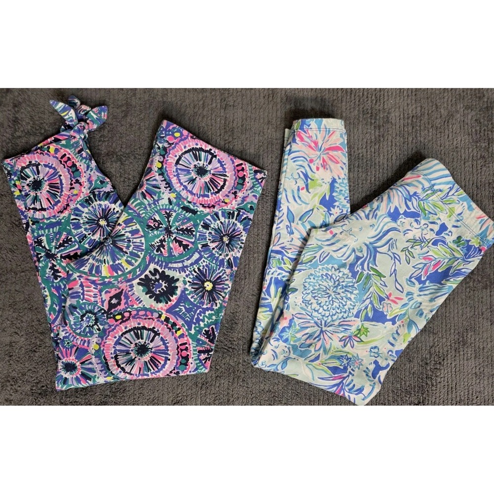 Lilly Pulitzer Maia Leggings The Swim Detail Tie Hem Print Girls Bottom Sz L/XL
